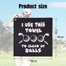 Golf Towel, Golf Ball Washer Pocket Pouch, Golf Gifts for Men Dad Him, Fun Golf Accessories,Golf Absorbent Cleaning Towels, for Golf Bags With Clip,Birthday, Golf Accessories (Black 1)