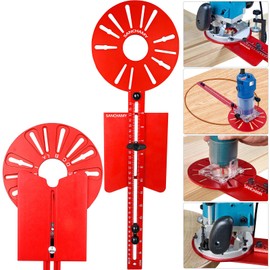 5 In 1 Router Circle Cutting Jig For Cutting/Routing Circle,Aluminum Router Milling Groove Bracket for Straight Or Cylindrical Edges,Adjustable Router Jig and Guide for Woodworking Edging Projects