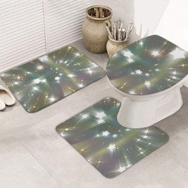 Myst Design Bathroom Rug Set of 3 - Shiny Non-Slip Bath Mat, Soft Microfiber Bath Absorbent Mats Toilet Seat Cover Batheoom Rugs, Toilet Seat Lid Cover