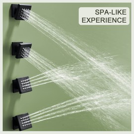 Bostingner Shower Body Spray Jets, Matte Black Brass Square Shower Body Sprayer Spa Massage Showerhead Wall Mount Nozzles NPT 1/2”-4PCS (Matte Black)