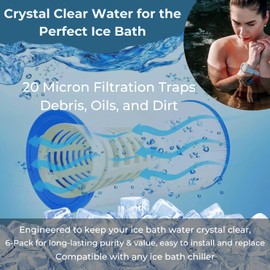 SafeFlow Essentials 20 Micron 5" x 2.5" Water Filter Replacement Cartridge (6-Pack) – Fits Ice Pod Cold Plunge Water Chiller, Cold Plunge Filters, Water Filter for Bath, and Under Kitchen Sink Systems