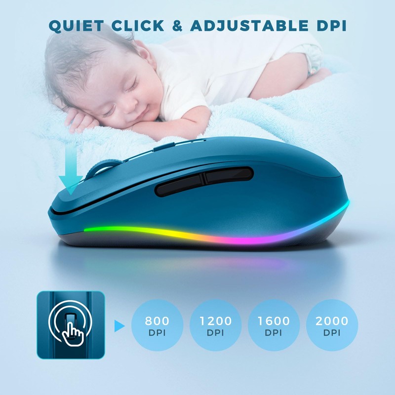 PEIOUS Wireless Mouse Jiggler - LED Wireless Mice with Build-in