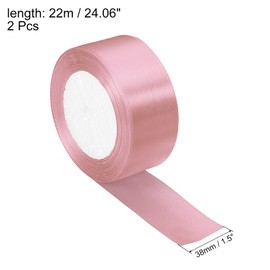 PATIKIL 1.5 Inch Wide 24 Yards Satin Ribbon, 2 Pack Single Side Solid Crafts Roll for Party Home DIY Wrapping Decoration, Bright Pink