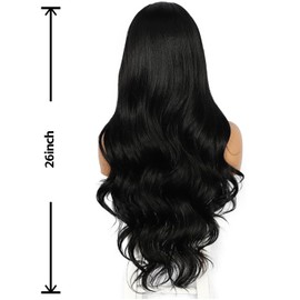 Sapphirewigs Lace Front Wig Synthetic Black 13x4 Body Wave Synthetic Lace Front Wigs Party Date Daily Wear Christmas Natural Looking 26 inch