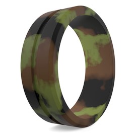 Camo Silicone Wedding Band Set For Him - Mens Rubber Rings (12)