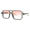 Geometric Square Flat Top Sunglasses Retro Unisex UV 400 Grey