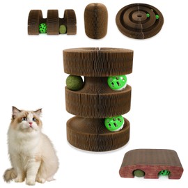 HivaolJoy Kitty Kurlz Cat Toy, Bridge Magic Organ Cat Scratching Board, Litty Reversible Infinity Toys Scratching, Cardboard,Kitten Scratcher Pads(1PC)
