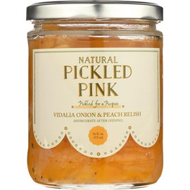 Pickled Pink Vidalia Onion & Peach Relish (16 oz Jar, 4-Pack); Gourmet Artisan-Crafted Fruit Relish Pickled in Seasoned Brine, All-Natural (4 pack)