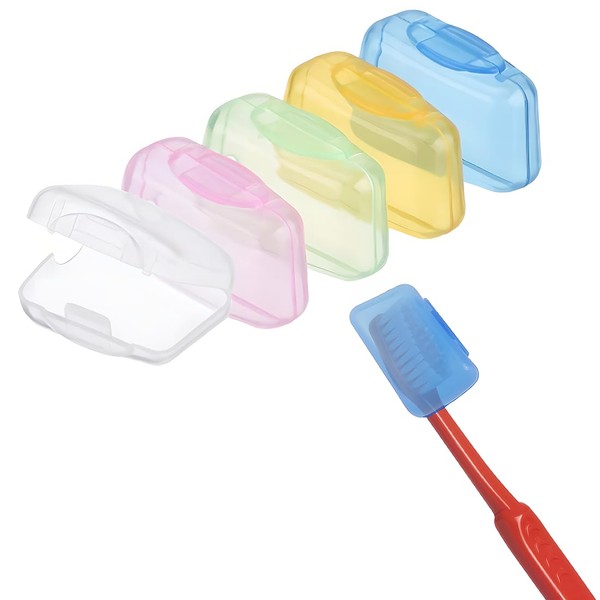 ASYKNM 5 PCS Portable Toothbrush Case Cover Ideal for Travel & Storage, Protect & Clean Brush in Transit