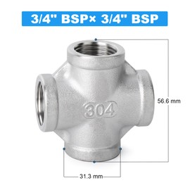 ERGAOBOY 2 Pcs 304 Stainless Steel 3/4" Female 4 Way Cross Pipe Fitting Coupling, Female Pipe Fittings