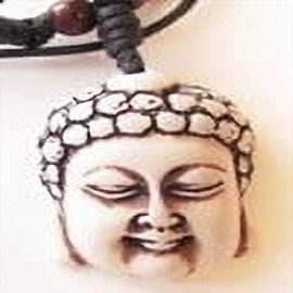Gifts by Lulee, LLC Gautama Buddha White Pendant and Black Mariners Cord Necklace