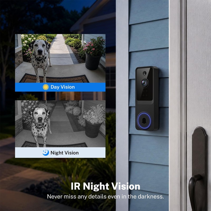 1080p Wireless Video Doorbell Camera with Smart AI Human Detection,