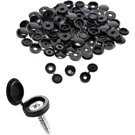 120 Tapas de con Bisagras para Tornillos Tapas de Rosca Plegables Tapas de Tornillos de Plástico Plegables Tapas de Rosca para Arandelas Tapones de Agujero Tipo Empotrado para Coche (Negro)