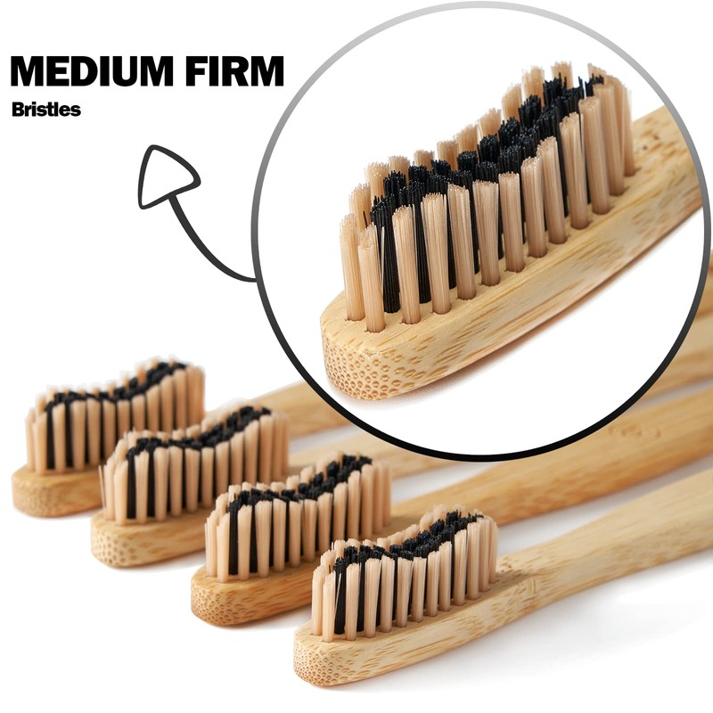 paeyaer 20 Count Bamboo Toothbrushes (Soft+Medium), Natural Wood Toothbrush Bulk,