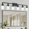 VINLUZ Classic Bathroom Lighting Fixtures 6-Lights in Matte Black Finish,Farmhouse