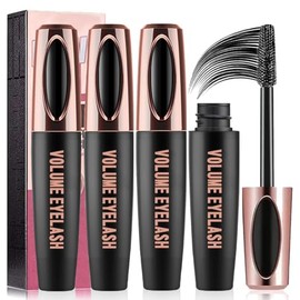 3 PCS 4D Silk Fiber Lash Mascara Waterproof Mascara Eyelash Extension Thicker Voluminous Eyelashes, Smudge-proof, Long-Lasting, Dramatic Extension, Sm