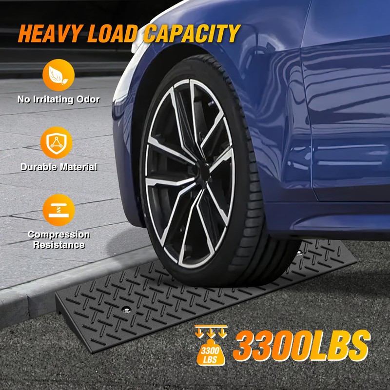 Nilight 2.4" Rise Curb Ramps, Heavy Duty Rubber Driveway Threshold