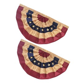 KONTONTY 2pcs Us Flag Bunting Banners Patriotic Fan Flags for Independence Day Decorations of Decor Memorial Day and Celebrations