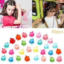 30 Pieces Mini Hair Claws, Colorful Hair Clips Flower Hair Pins Plastic Hair Barrettes, Fashion Hair Accessories for Toddlers Baby Girls Kids and Women