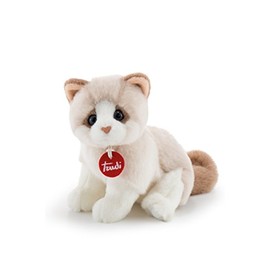 Trudi Kitty Brad White/Beige Plush – Soft and Realistic Cat Toy, Machine Washable, Designed in Italy, Perfect for Kids & Adults, Made in Italy Since 1954