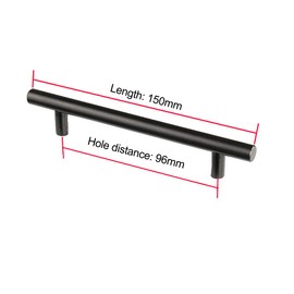 ANSIEDIO Kitchen Cupboard Handles Black - 6 Pack Stainless Steel Drawer Handles 96mm Cabinet Handles T Bar Kitchen Door Handles