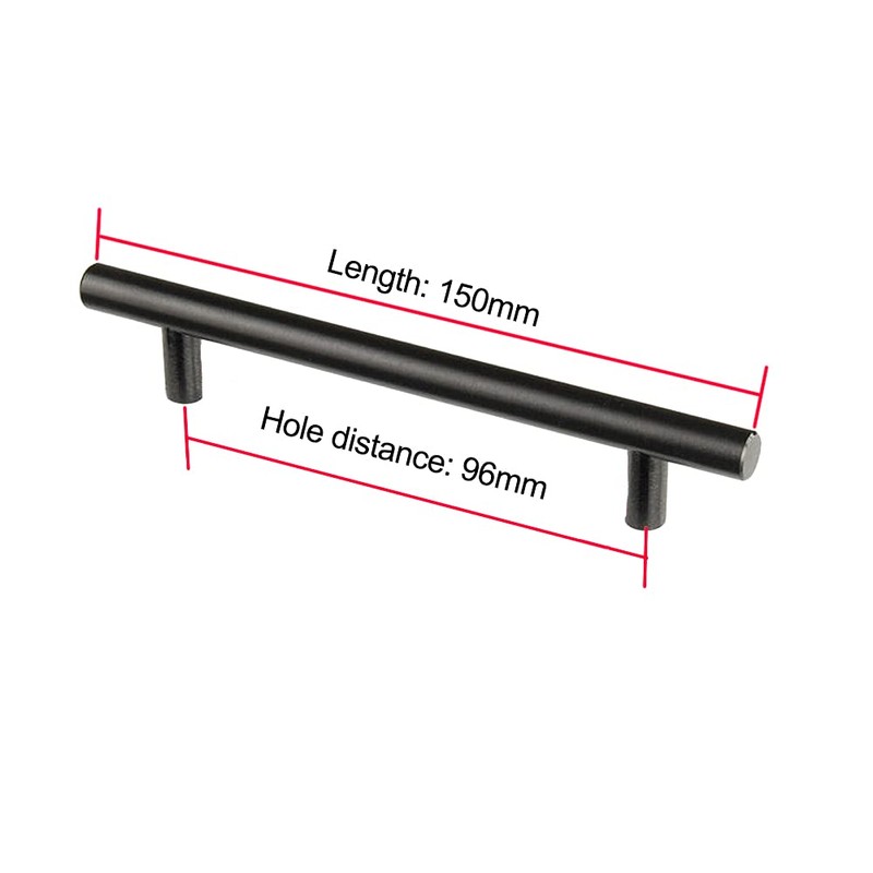ANSIEDIO Kitchen Cupboard Handles Black - 6 Pack Stainless Steel