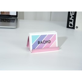 BAOHD Rose Gold Business Card Holder for Desk, Cute Business Card Holder Display Stand, Metal Desktop Business Card Organizer for Women (2nd Generation), 1 Pack