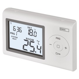 EMOS Digital Room Thermostat, Programmable Wall Thermostat for Heating and Cooling Systems, Thermostat / Room Temperature Controller with Frost Protection, Wire-Connected for Surface Mounting, 12 x 2.6 x 7.8 cm