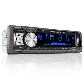 Hikity RDS Single Din Car Radio Dual Bluetooth Hands-free, 12V Car Stereo with Bluetooth, FM/AM, LCD Screen, 7 Colors Lighting, MP3 Player Supports 2 USB/AUX/TF