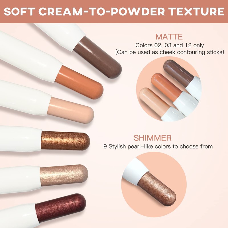 LOKFAR Cream Eye-Shadow Stick, Waterproof Cream Eyeshadow Pen Rotatable Creamy