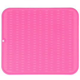 MicoYang Silicone Dish Drying Mat for Multiple Usage,Easy clean,Eco-friendly,Heat-resistant Silicone Mat for Kitchen Counter or Sink,Refrigerator or Drawer Liner Rose XL 18 inches x 16 inches