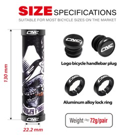 CNC Mountain Bike Handlebar Grips,Silicone Bike Grips for MTB/BMX/Bicycle-Double Lock on Locking Bicycle Handlebar Grips.Black Pirates