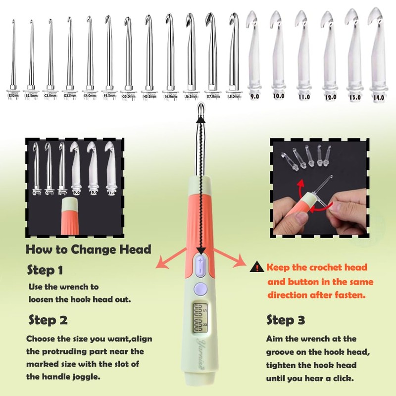 Yarniss Counting Crochet Hooks Set, 18 Size Light Up Crochet