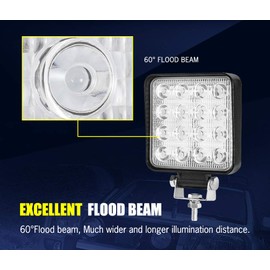 LIGHTFOX 4 Inch LED Light Bar 2 PCS - 60° Flood Beam Led Work Light Square Off Road Light for SUV ATV UTV Crossover Tractor Motorcycle Boat