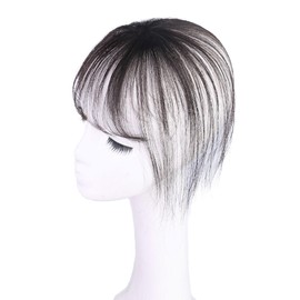 GWAWG Fringe Hairpiece Clip in Fringe Clip-In Extensions Real Hair in Bangs Thin Hair Line Hair Extension with Elastic Band Lady Natural Hairpieces DIY Hairstyles Party Everyday (Natural Black)