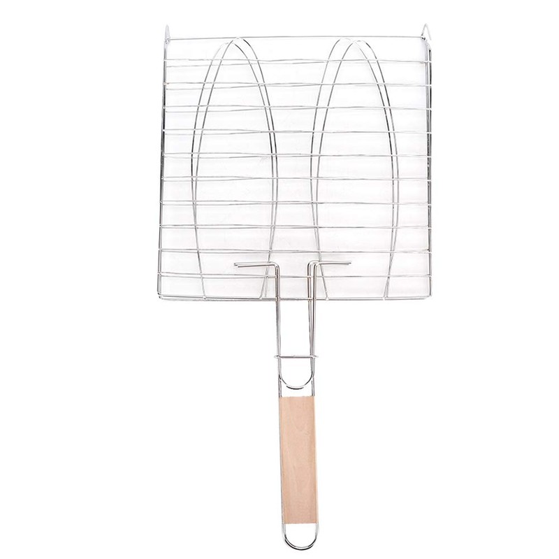 Fish Grilling Basket,Meat Burger Long Handle Mesh Basket Folding Stand,Folding