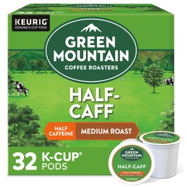 Green Mountain Coffee Roasters Half Caff Keurig Single-Serve K Cup Pods, Medium Roast Coffee, 32Count, Half Caff, 32Count