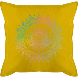 Cushion 50 x 50 cm Yoga Lotus Flower Spiritual Meditation Mandala Pilates Lotus Relaxation 50 x 50 cm Yellow Yoga Gifts for Fans Everything