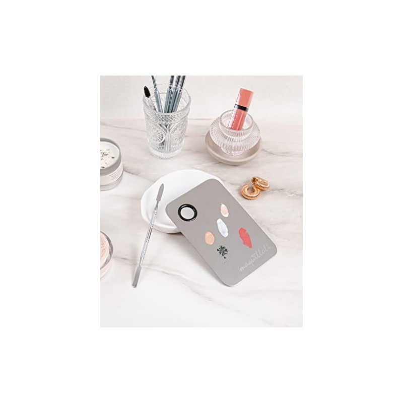 Paleta Acero Inoxidable Para Mezclar Maquillaje Con Espátula Rectangular