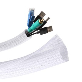 Braided Cable Sleeve, Cable Storage Sleeve, Total Length Approx. 1.9 ft (3 m), Inner Diameter Approx. 0.5 inches (13 mm), Braided Cable Cover, Protective Sleeve, Cable Cover, Wire Cover, DIY Cut, Expandable Inner Diameter, Insulated, Dustproof, High Temp