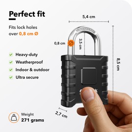 NovLock High Performance Combination Lock 4 Digit Weatherproof & 8 mm Shackle Padlock with Combination Code for Lockers, Fences, Gates, Sheds & More, Pack of 2, Black