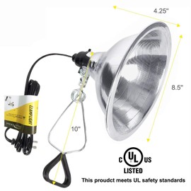 Simple Deluxe Clamp Lamp Light with 8.5 Inch Aluminum Reflector up to 150 Watt E26 Socket (no Bulb Included) 6 Feet 18/2 SPT-2 Cord, Silver, 1 Pack