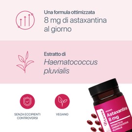 Astaxantina – 80 mg di Estratto di Haematococcus Pluvialis con 8 mg di Astaxantina – Antiossidante Naturale – 60 Capsule – Vegan – Vitavea
