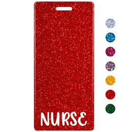 Plifal Nurse Badge Buddy Card Holder Nurse Nursing Accessories Glitter Red Vertical ID Name Identification Tags Hospital Work