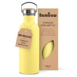 Bambaw 500 ml Stainless Steel Sports Bottle, Yellow Sports Bottle, Non-Insulated Water Bottle, Children's Stainless Steel Bottle, Children's Metal Water Bottle – Imperial Yellow