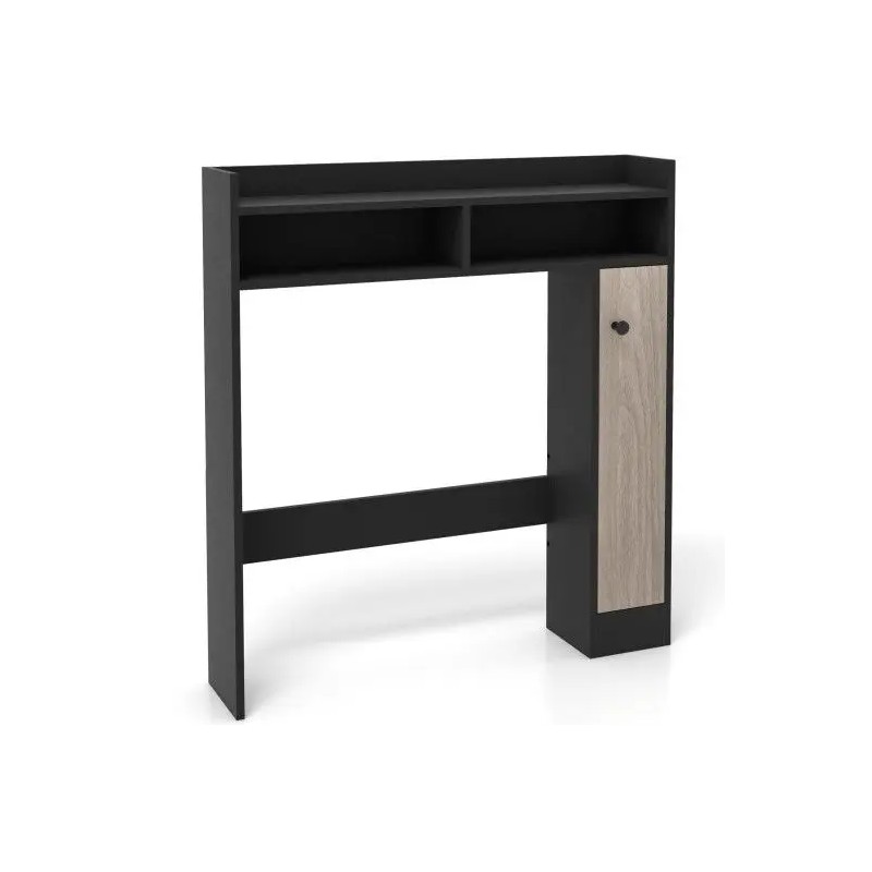 Adjustable Black Over The Toilet Storage Organizer 2 Tier Bathroom