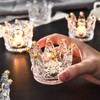 LOLYSIC 6 Pack Votive Candle Holders, Crown Glass Tealight Candle
