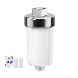 GEBAUM 120 mm long shower filter set with 2 interchangeable cartridges, effective in filtering water impurities, filter for taps or shower