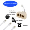 Yumiwoow RJ11 Cable 3 Way Telephone Splitter 3 Pack, Beige,