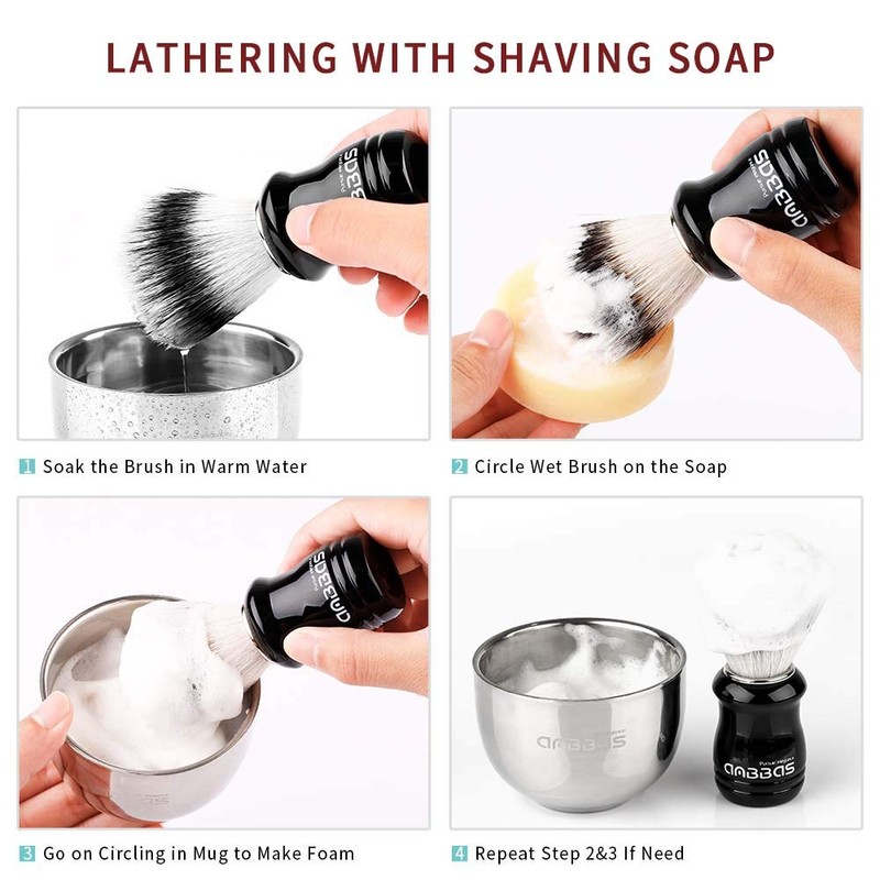 Anbbas Synthetic Badger Shaving Brush,3in1 Kit with Stainless Steel Shaving